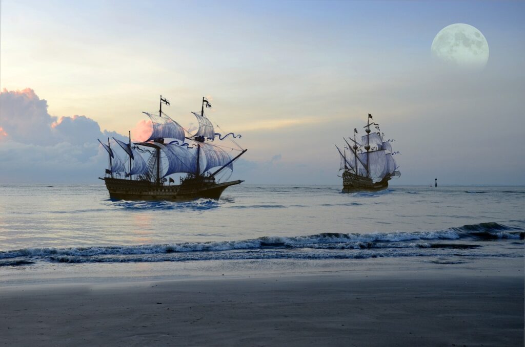 Navios Piratas ao Por do Sol